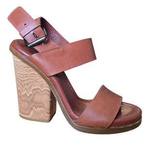 VINCE Haley Heel in Whiskey Sandals size 6 brown chunky